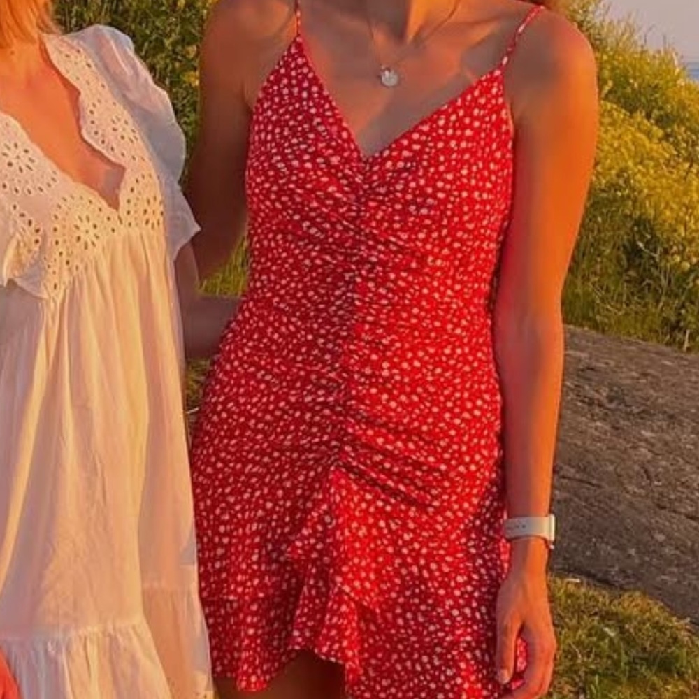 Zara Red Floral Midi Dress
